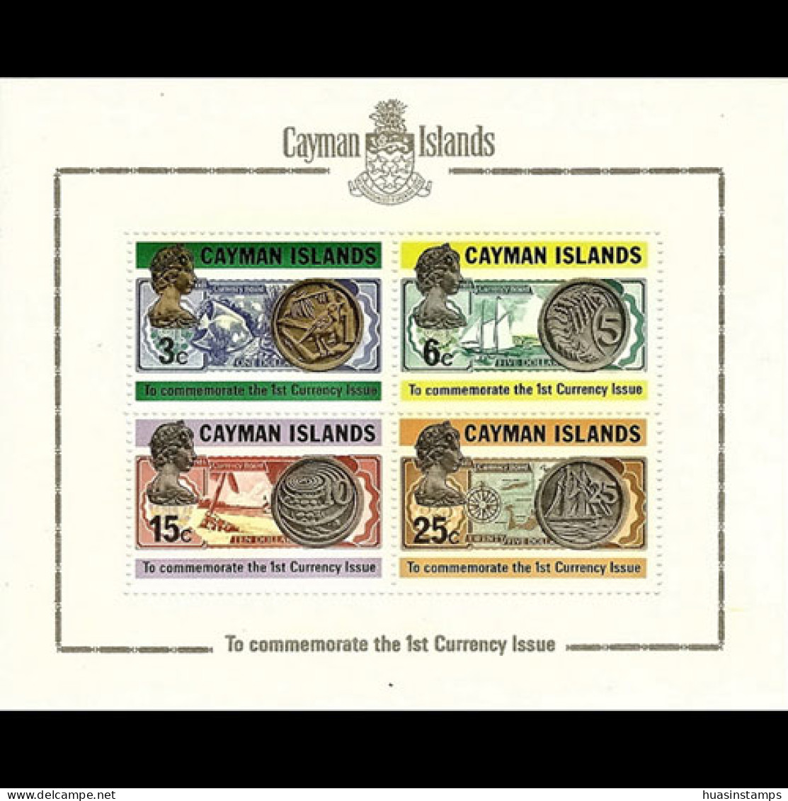 CAYMAN IS. 1973 - Scott# 309a S/S First Coinage MNH - Cayman (Isole)