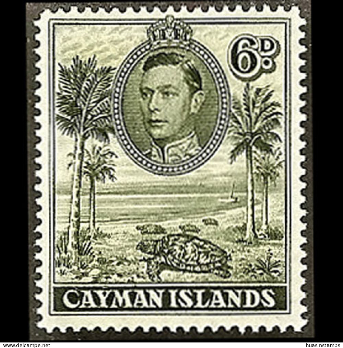 CAYMAN IS. 1943 - Scott# 107 Hawksbill Turtles 6p LH - Caimán (Islas)