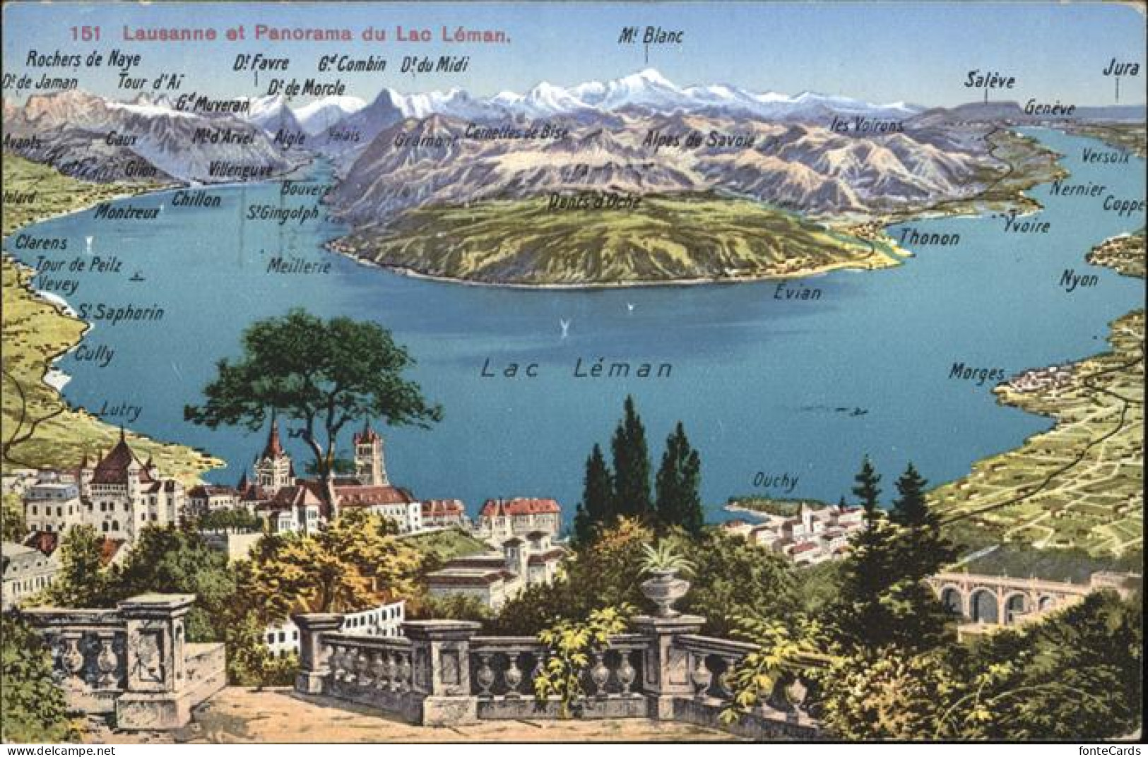 11311709 Lausanne VD Panorama Du Lac Leman Et Les Alpes De Savoie Lausanne - Andere & Zonder Classificatie