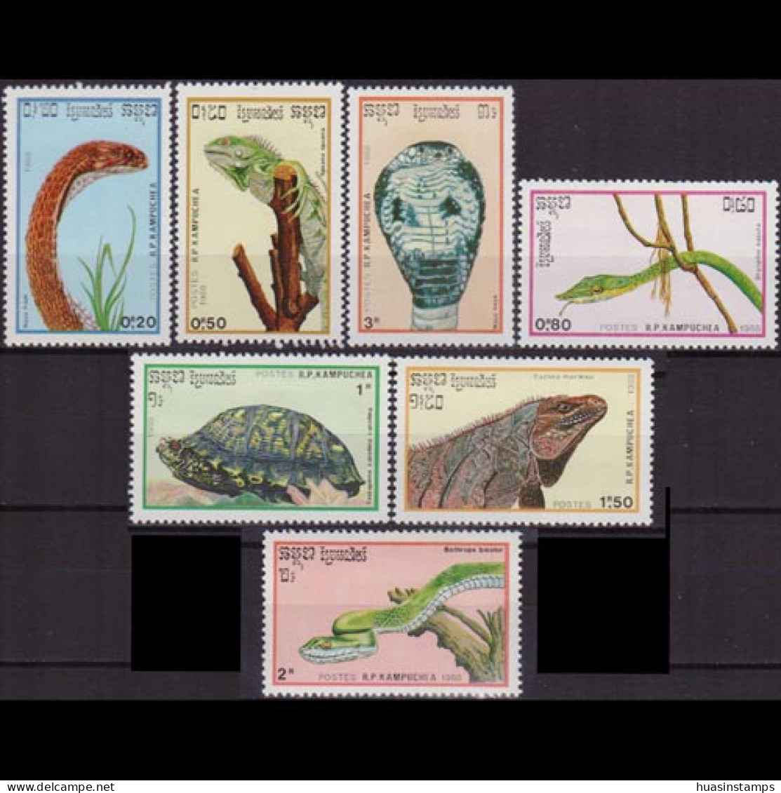 CAMBODIA 1988 - Scott# 905-11 Reptiles Set Of 7 MNH - Cambodja