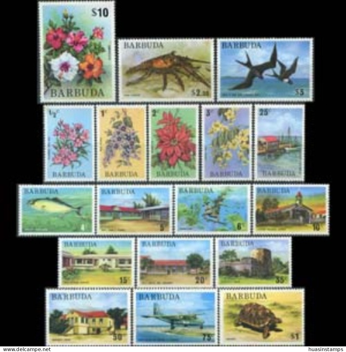 BARBUDA 1974 - Scott# 170-87 Scenes/Fauna Set Of 18 MNH - Antigua And Barbuda (1981-...)