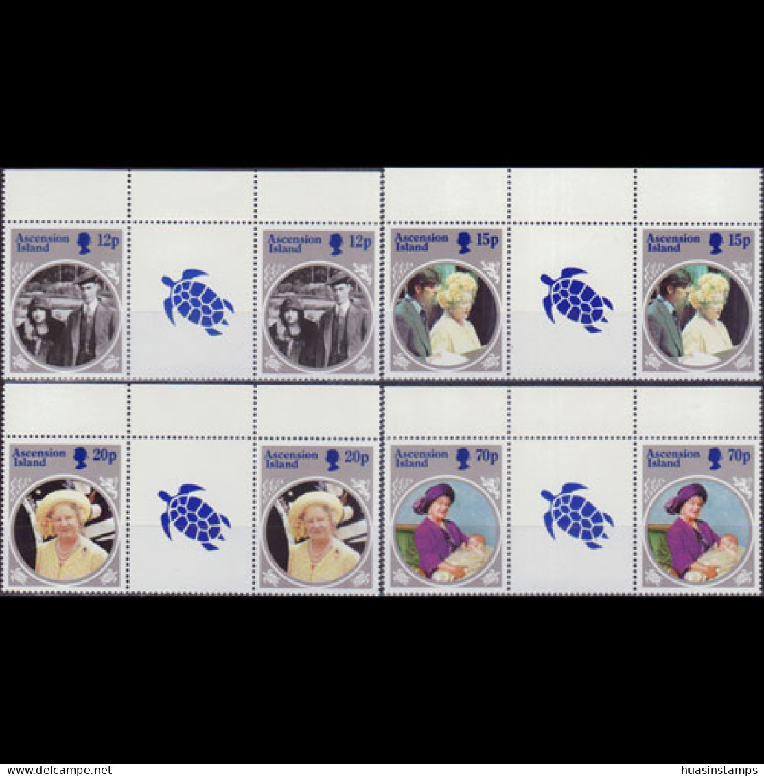 ASCENSION 1985 - #372-5 Queen Mother Pairs Set Of 8 MNH - Ascensión