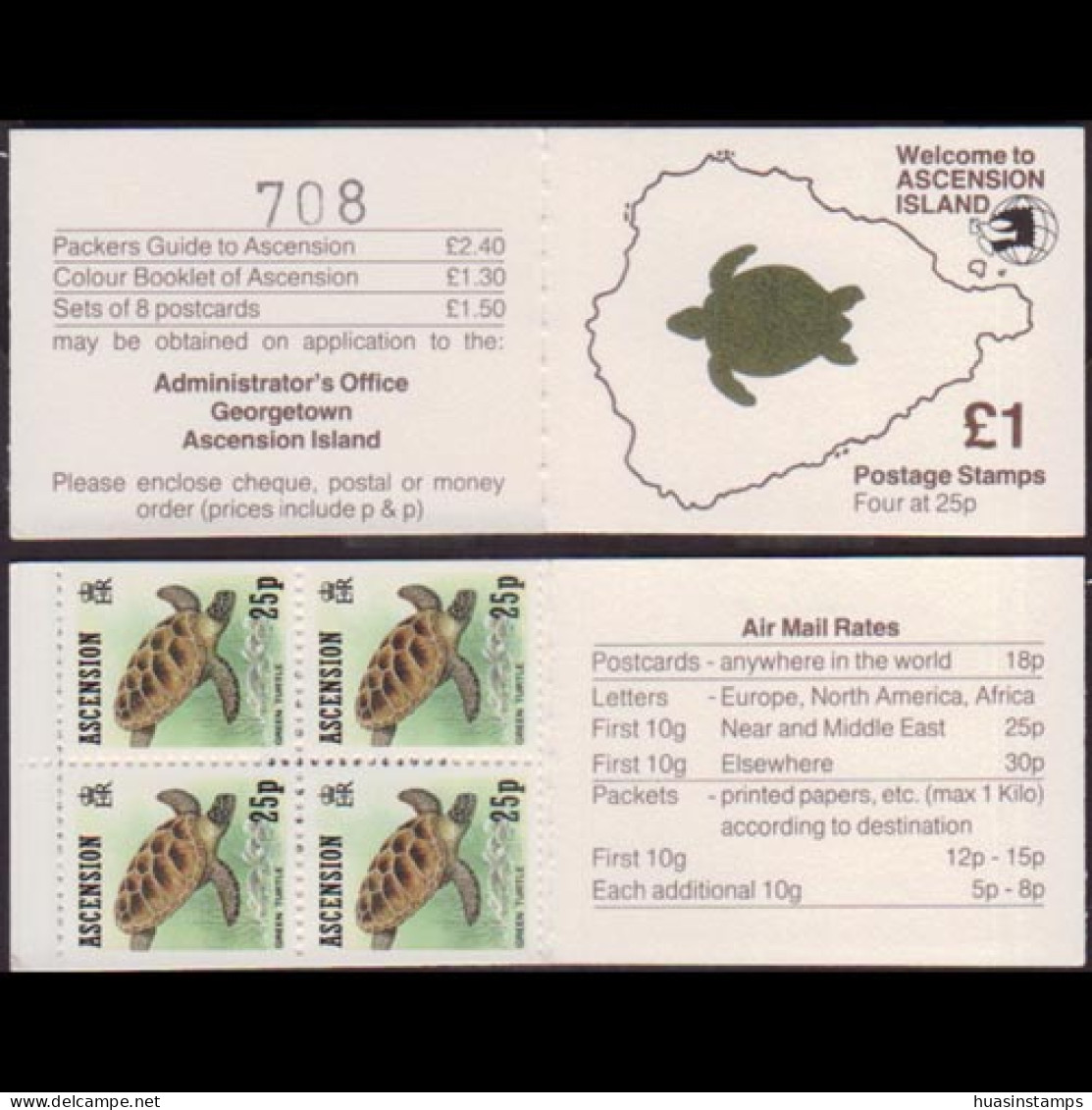 ASCENSION 1989 - Scott# 481A Booklet-Green Turtle MNH - Ascension