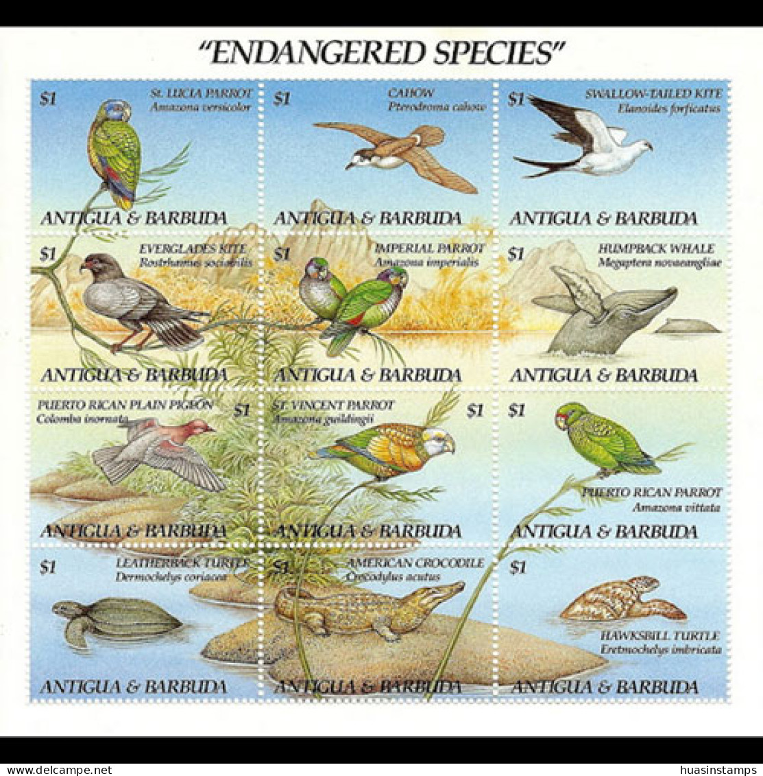 ANTIGUA 1993 - Scott# 1660 Sheet-Endang.Species MNH - Antigua Und Barbuda (1981-...)