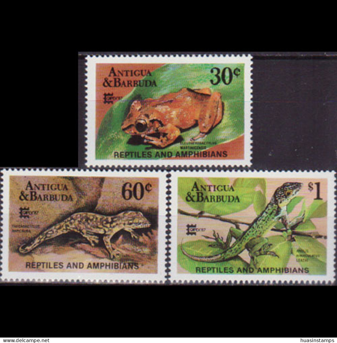 ANTIGUA 1987 - Scott# 1035-7 Reptiles 30c-$1 MNH - Antigua Et Barbuda (1981-...)