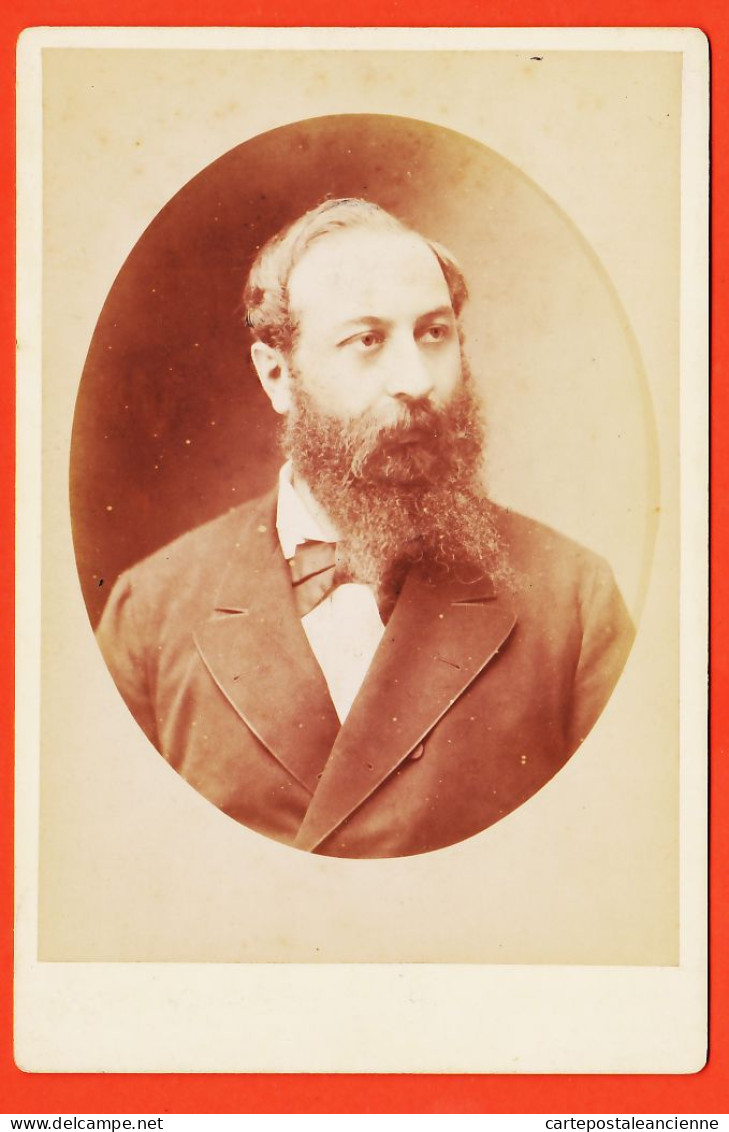 31186 / Homme Barbu Costume Noeud Papillon Barbe Carrée ● Photographie XIXem Dim 10,5x16cm - Anonymous Persons