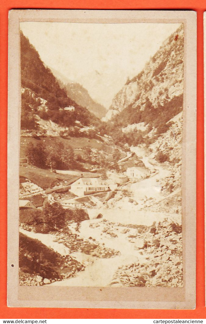 31206 / ⭐ ◉ A Localiser Hotel Valais Gorges TRIENT ?  Vallée Route Pont Torrent 1880s ● Photographie XIXe Format CDV - Alte (vor 1900)
