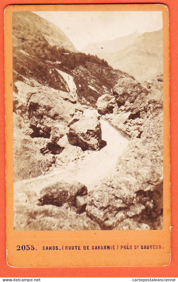 31169 / CDV CAHOS Près LUZ-SAINT-SAUVEUR Photo XIXe 65-Haute Pyrénées ● Route GAVARNIE ● Photographie J.A 2035 - Alte (vor 1900)