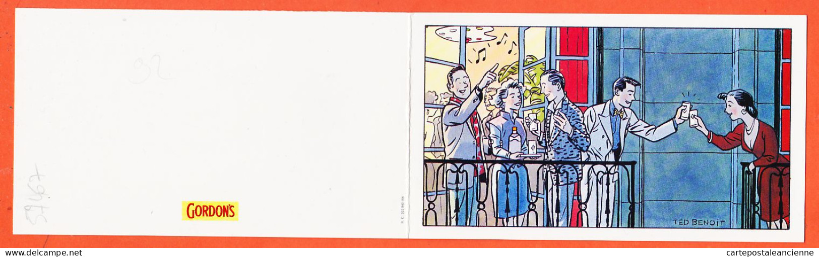 31419 / Peu Commun Carte Publicitaire Alcool Gin GORDON'S Télégramme Bonne Année 1992 Illustrateur TED BENOIT - Advertising