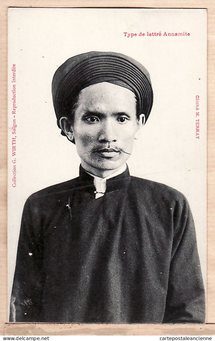 31140 / Ethnic Type Lettré ANNAMITE  SAIGON 1910s Collection WIRTH Cliché TERRAY Indochine Indo-Chine Viet-Nam - Vietnam