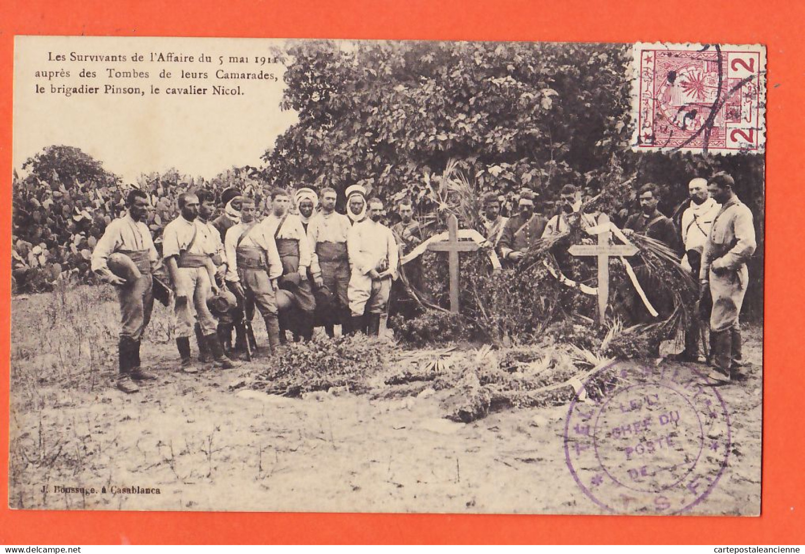 31225 / RABAT Maroc Survivants Affaire 5 Mai 1911 Auprès Tombes Camarades Brigadier PINSON Cavalier NICOL-BOUSSUGE  - Rabat