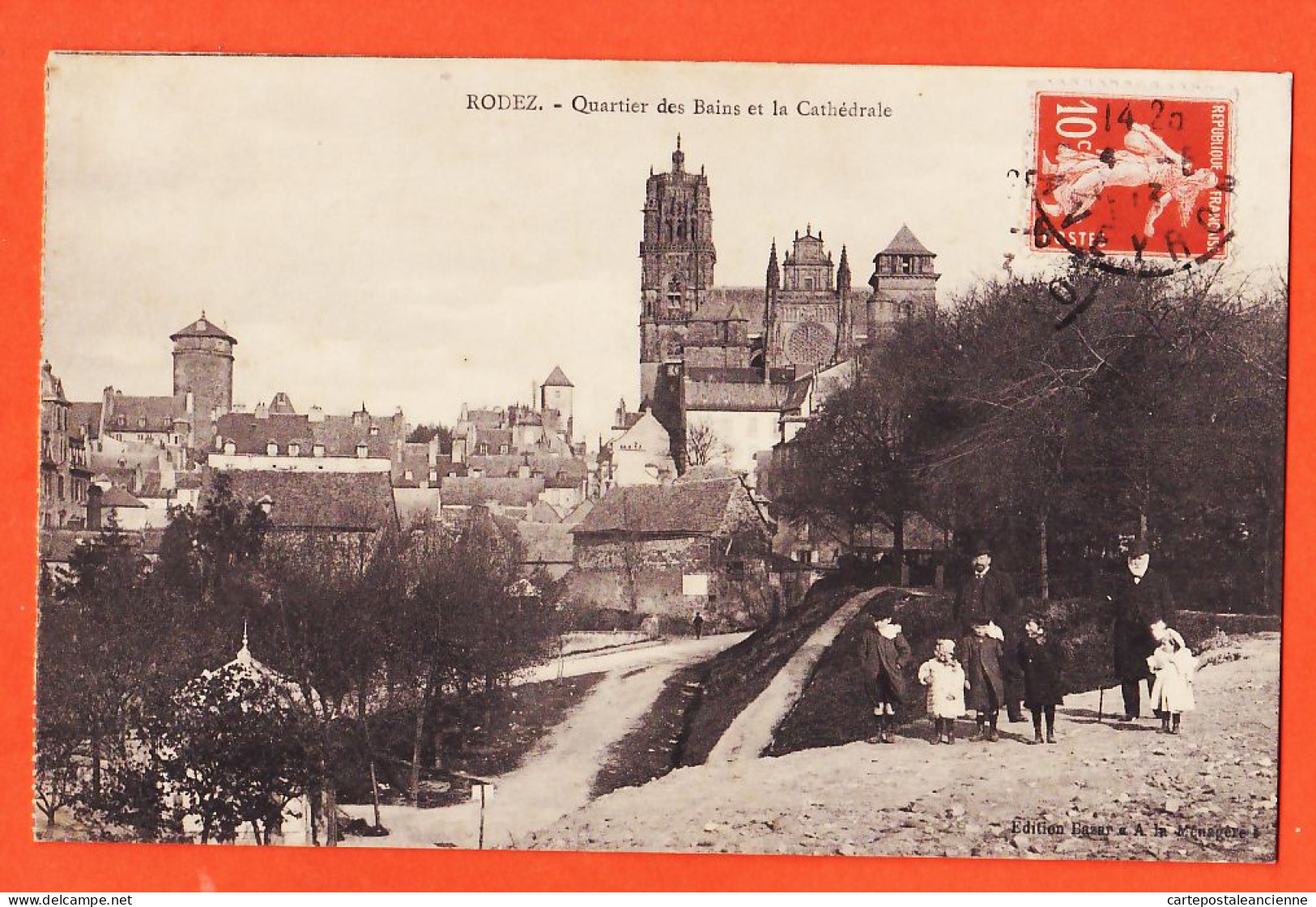 31396 / RODEZ 12-Aveyron Quartier Des BAINS Et La CATHEDRALE 1913 ( Lisez !) à Elise ARDOISE -Bazar à La Menagére - Rodez