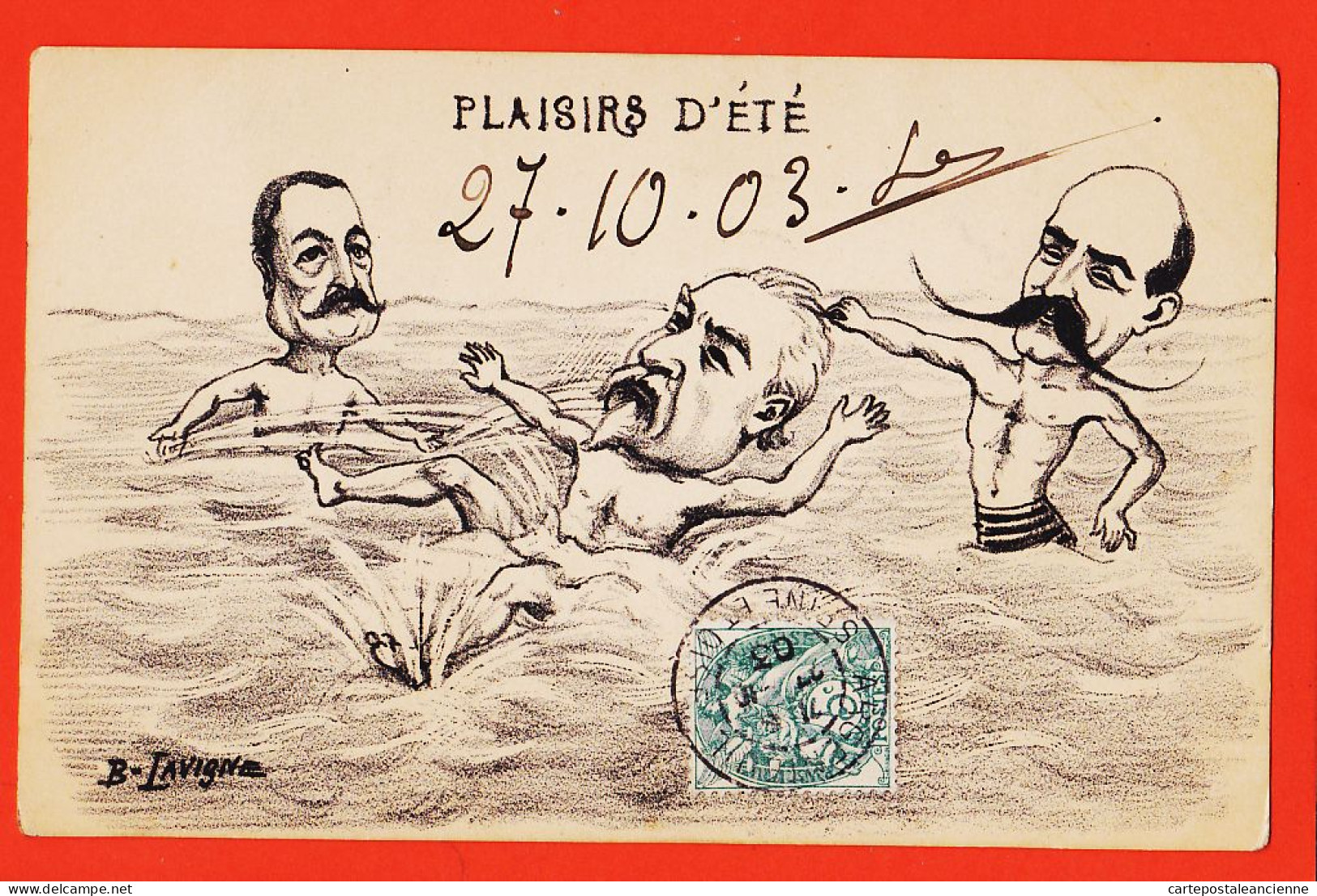31444 / ⭐ ◉ Caricature Politique LAVIGNE Plaisirs D' Eté Hommes Politiques à Identifier 1903 à BLANC Argenteuil - Satiriques