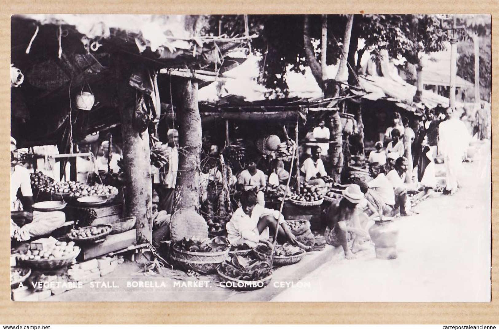 31104 / Peu Commun COLOMBO BORELLA Market Vegetable Stall Marché Fruits-Légumes Ceylan Sri-Lanka 1930s PLATE 11 - Sri Lanka (Ceilán)
