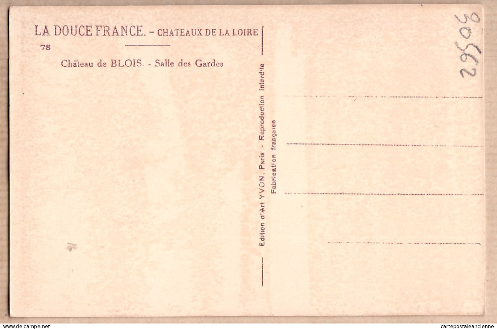 31016 / ⭐ BLOIS Loir-et-Cher Chateau Salle Des Gardes Chateaux De La LOIRE LA DOUCE FRANCE 1940s YVON 78 - Blois
