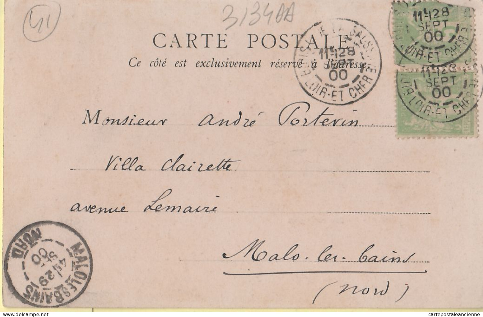 31009 / ⭐ BLOIS Loir-et-Cher Lisez!  28.09.1900 Beau Raisin Prix Vin 55frs Chateau à PORTEVIN Villa Clairette Malo Bains - Blois