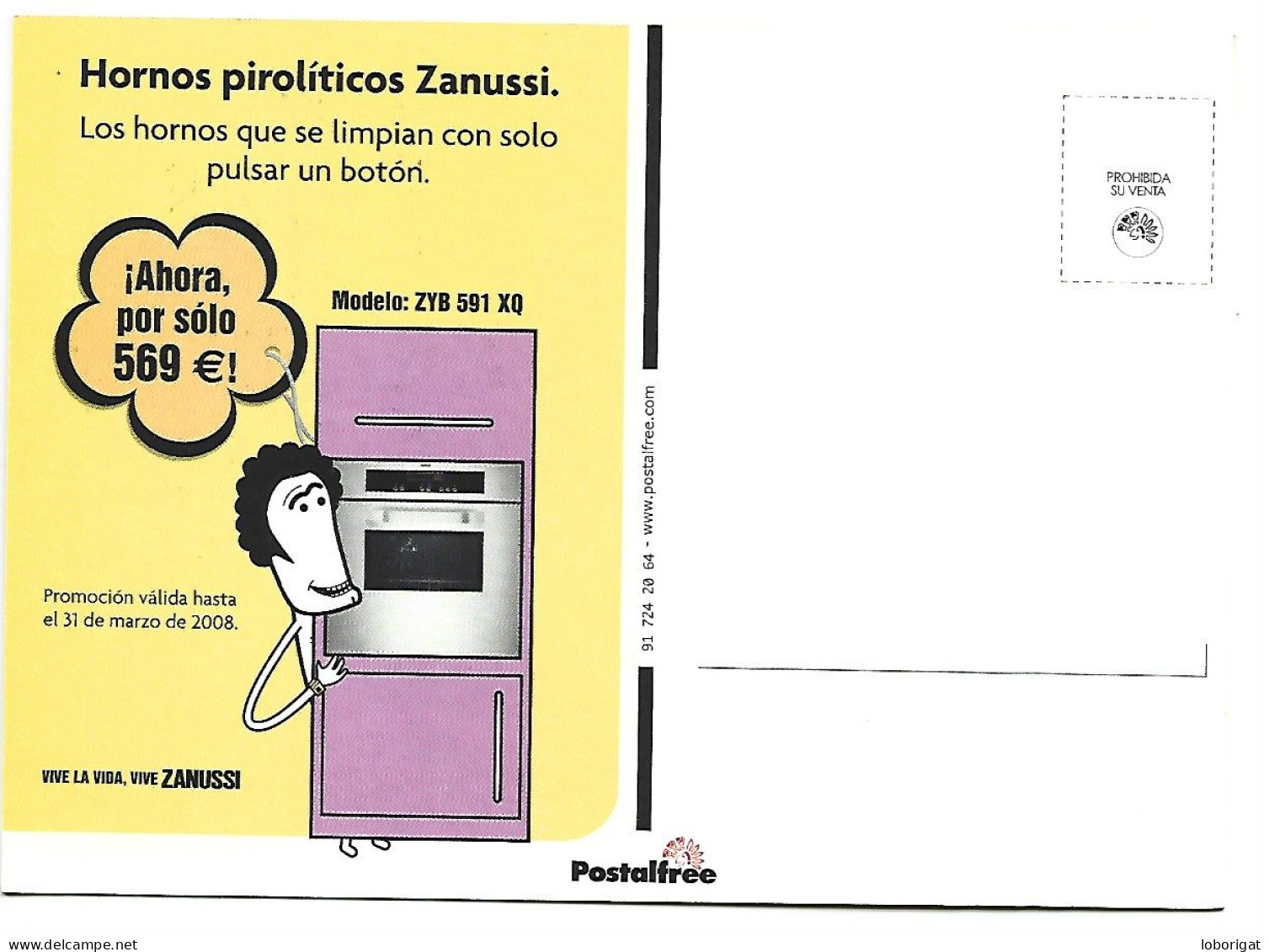 PUBLICIDAD DE " HORNOS PIROLITICOS ZANUSSI ".- ZANUSSI - Werbepostkarten