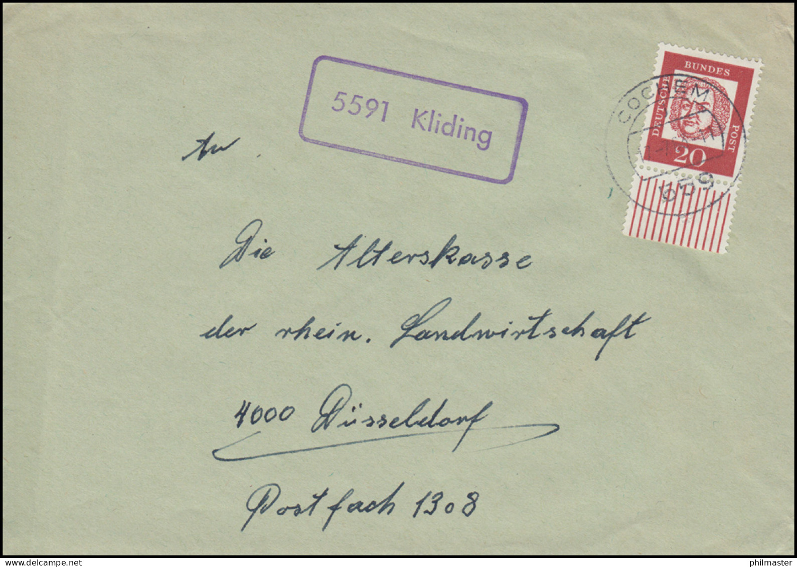 Landpost-Stempel 5591 Kliding Auf Brief COCHEM 17.7.1963 - Otros & Sin Clasificación