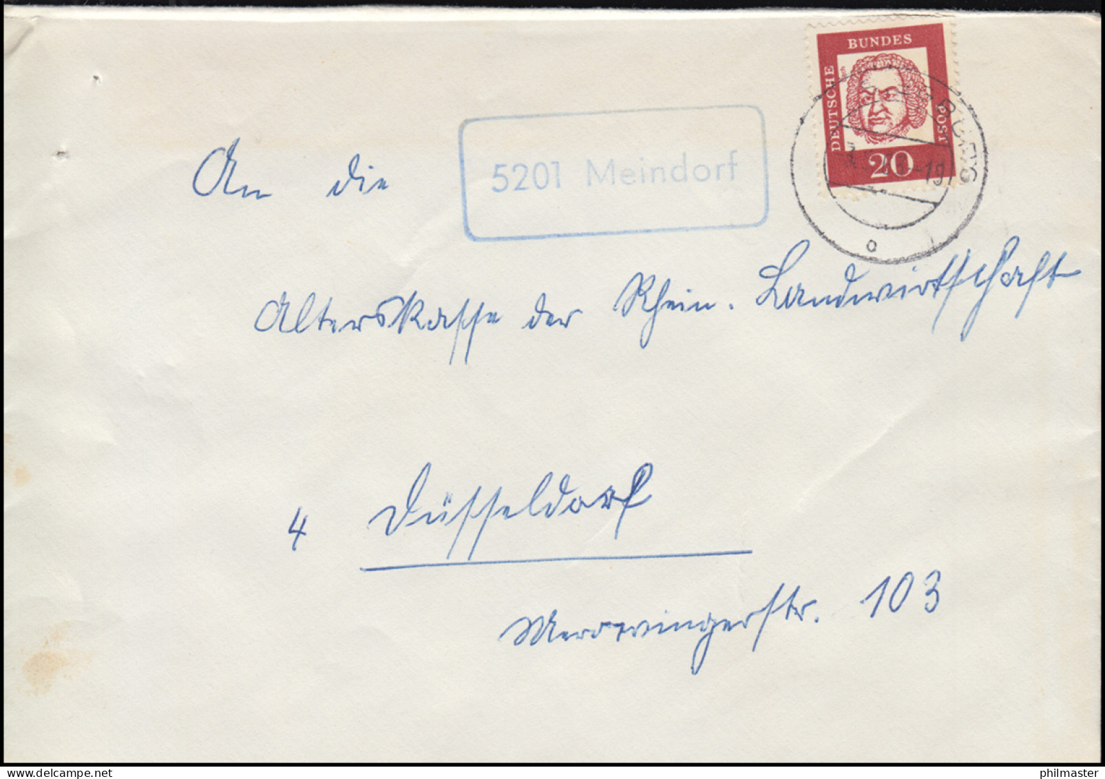 Landpost-Stempel 5201 Meindorf Auf Brief SIEGBURG 3.5.1963 - Andere & Zonder Classificatie