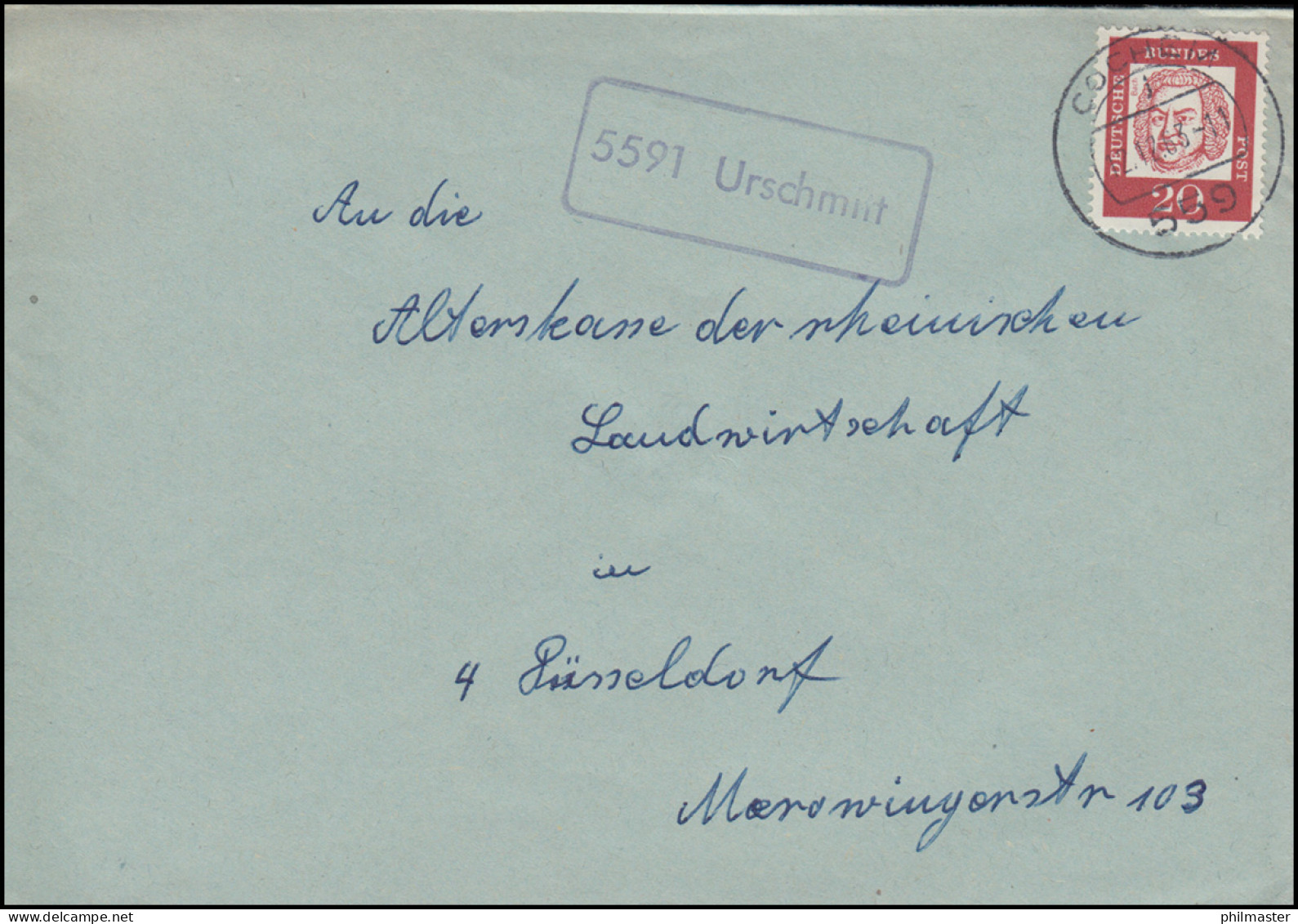 Landpost-Stempel 5591 Urschmitt Auf Brief COCHEM 12.12.1963 - Sonstige & Ohne Zuordnung