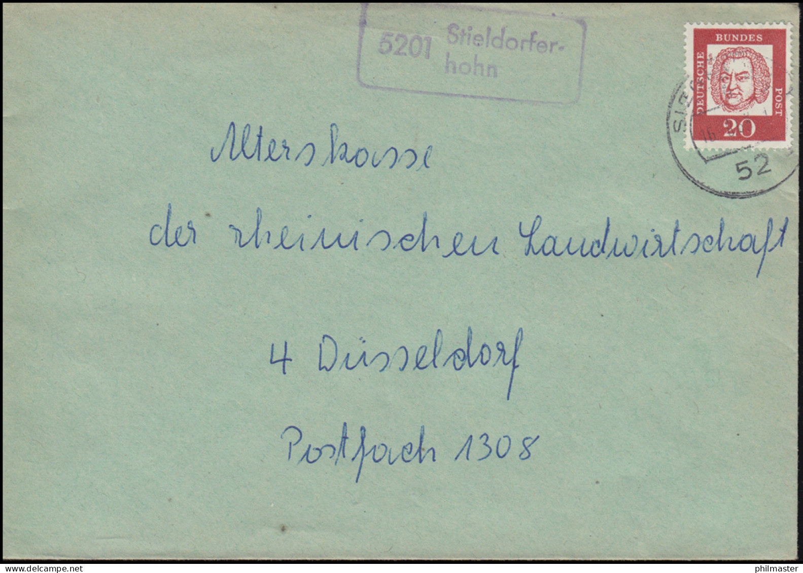 Landpost-Stempel 5201 Stieldorferhohn Auf Brief SIEGBURG 16.8.1963 - Other & Unclassified