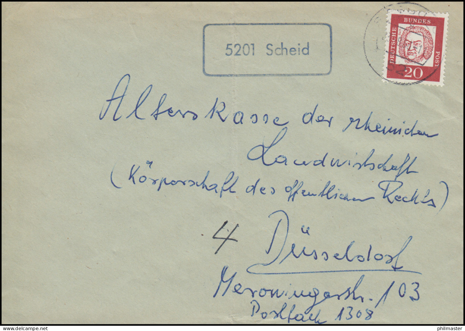 Landpost-Stempel 5201 Scheid Auf Brief SIEGBURG 14.8.1963 - Autres & Non Classés