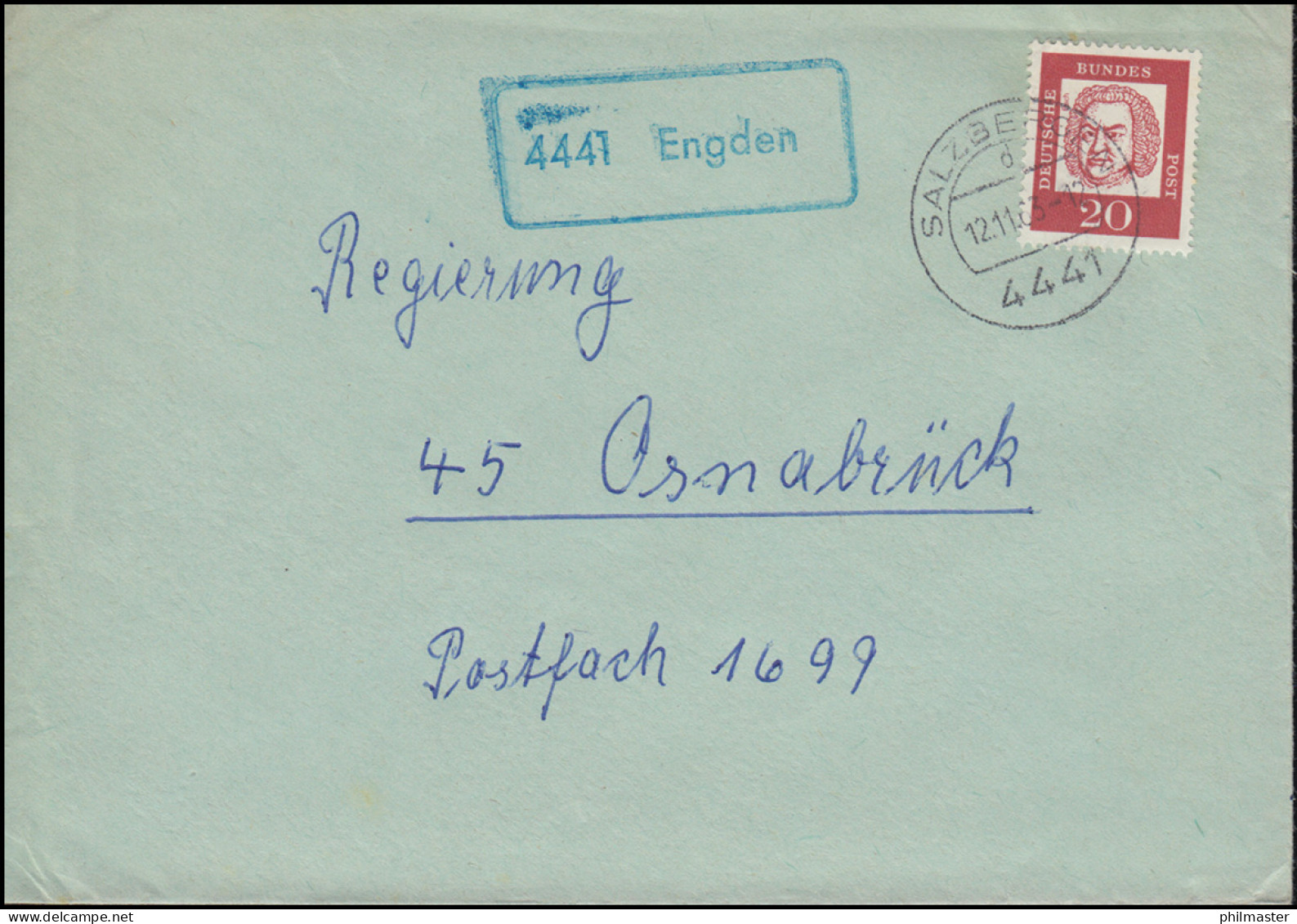 Landpost-Stempel 4441 Engden Auf Brief SALZBERGEN 12.11.1963 - Otros & Sin Clasificación