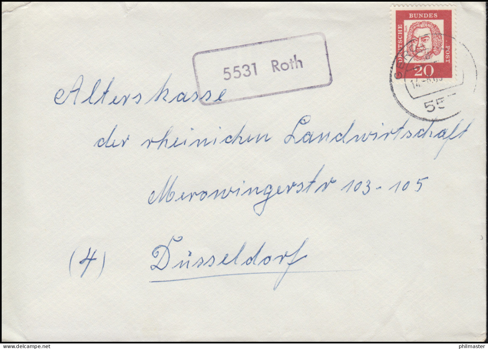 Landpost-Stempel 5531 Roth Auf Brief GEROLSTEIN 14.8.1963 - Andere & Zonder Classificatie