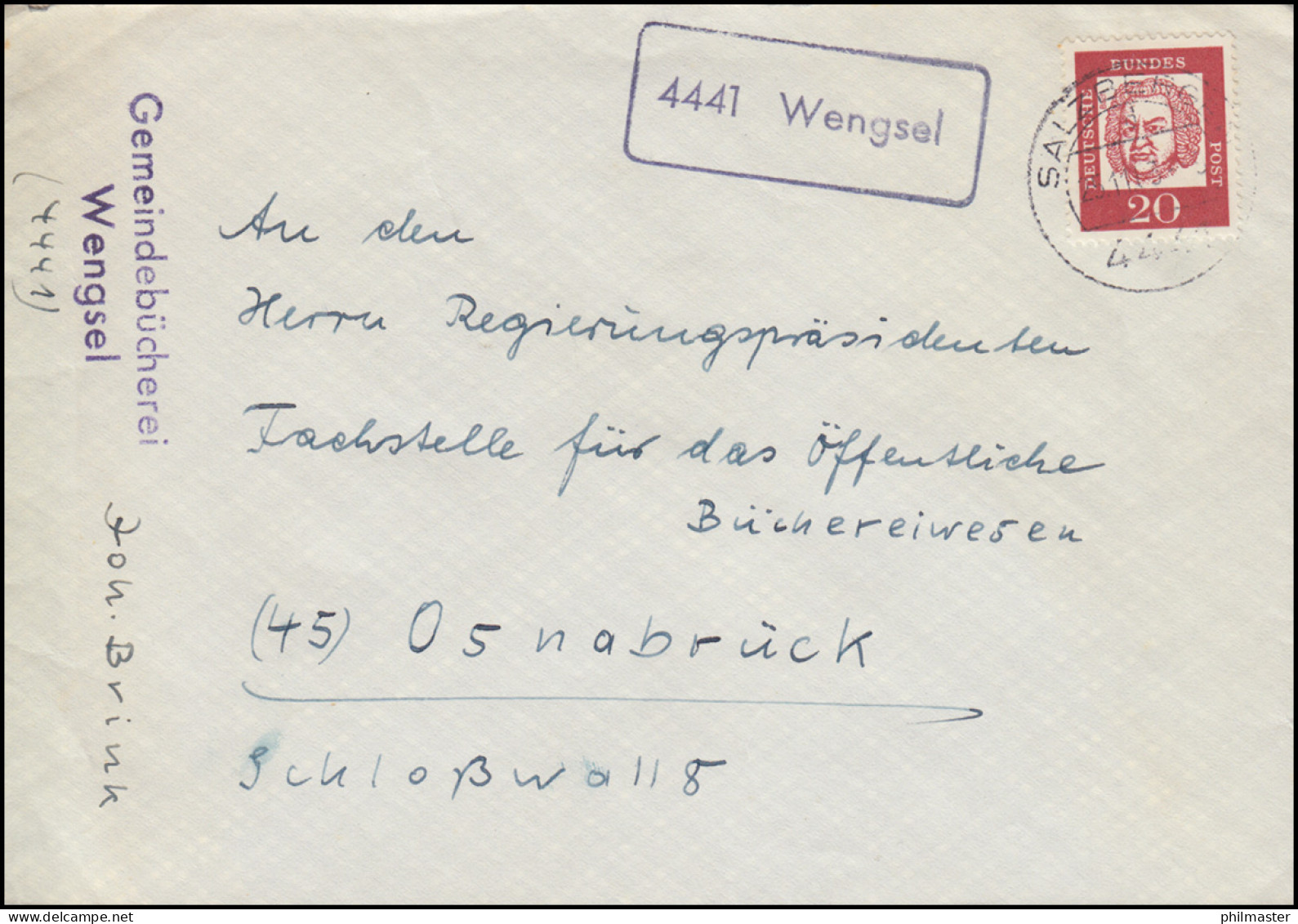 Landpost-Stempel 4441 Wengsel Auf Brief SALZBERGEN 25.11.1963 - Autres & Non Classés