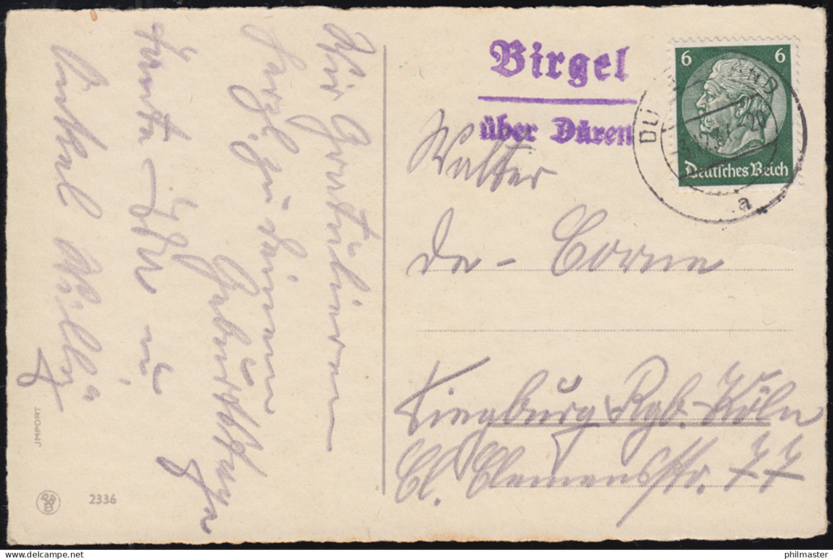 Landpost-Stempel Birgel über DÜREN 3.12.1937 Auf Geburtstag-AK Kinder Blumen - Lettres & Documents