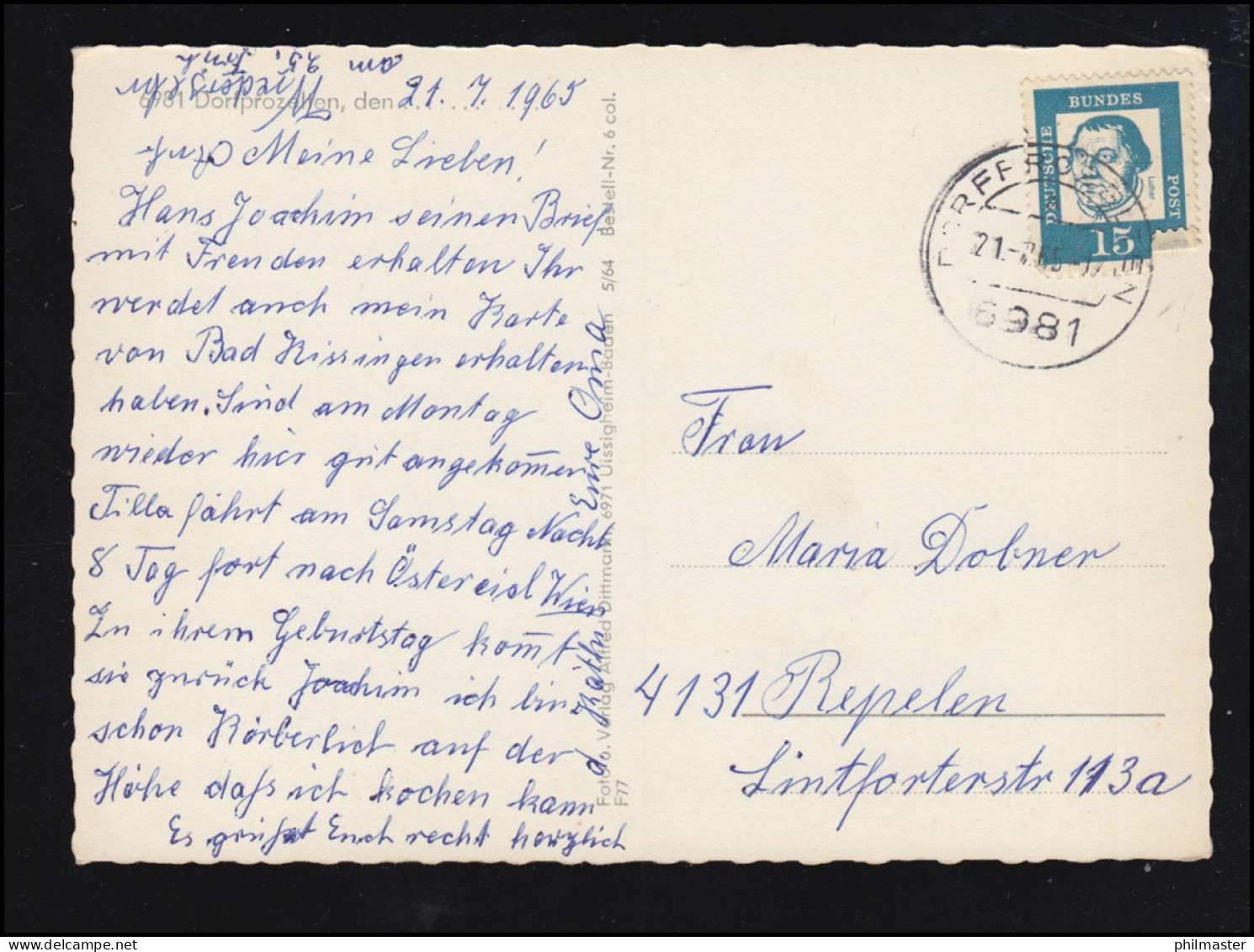 AK Gruß Aus 6981 Dorfprozelten / Main Mit 6 Bildern, 21.7.1965 - Other & Unclassified