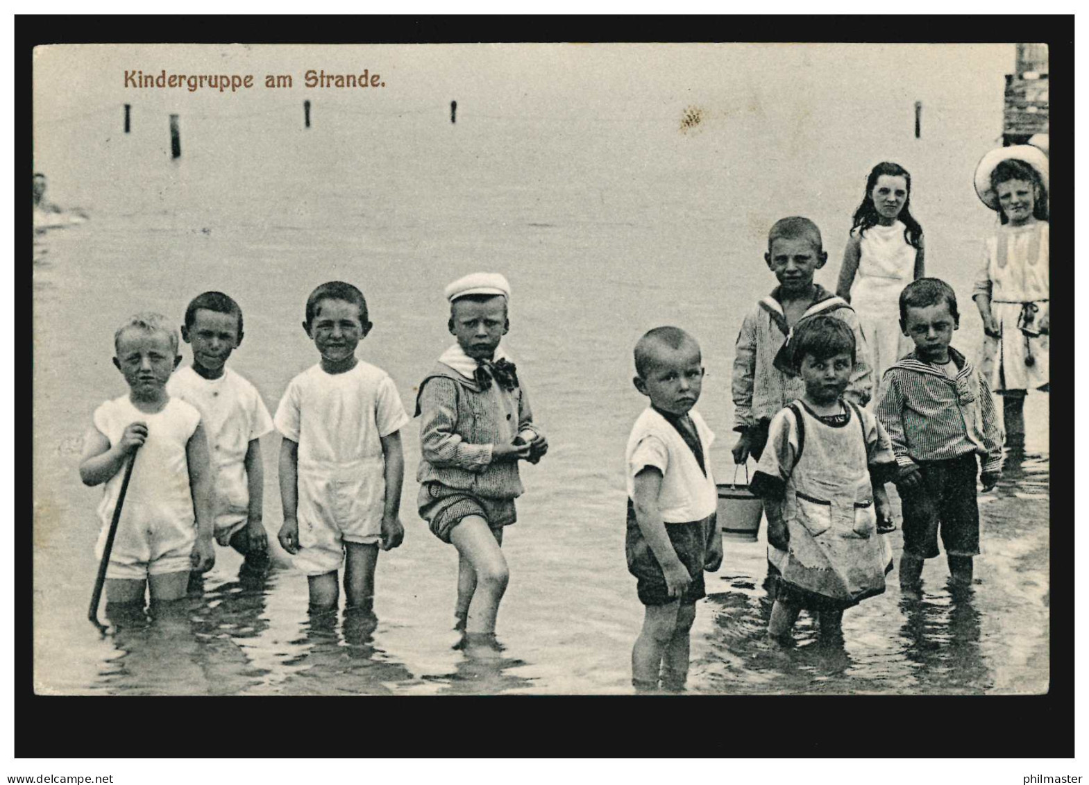 AK Kindergruppe Am Strande, Verlag Bartelmann, GRAAZ 11.8.1909 Nach Hamburg - Andere & Zonder Classificatie