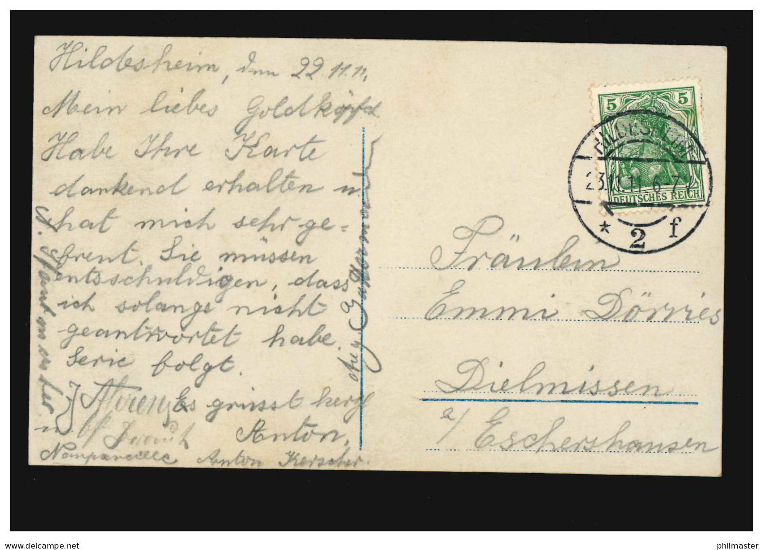 Mode-AK Frau Mit Blumen Im Haar, HILDESHEIM 2 F 23.11.1911 - Mode