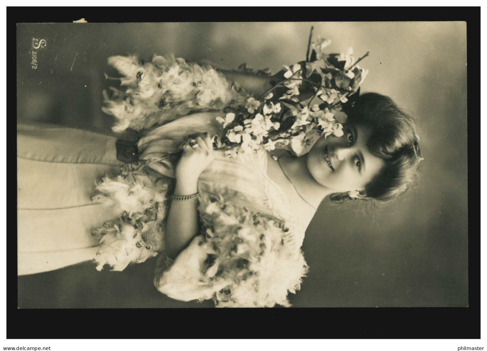 Mode-AK Frau Mit Federboa Und Blumenzweig, BUCHHOLZ 9.7.1908 - Moda