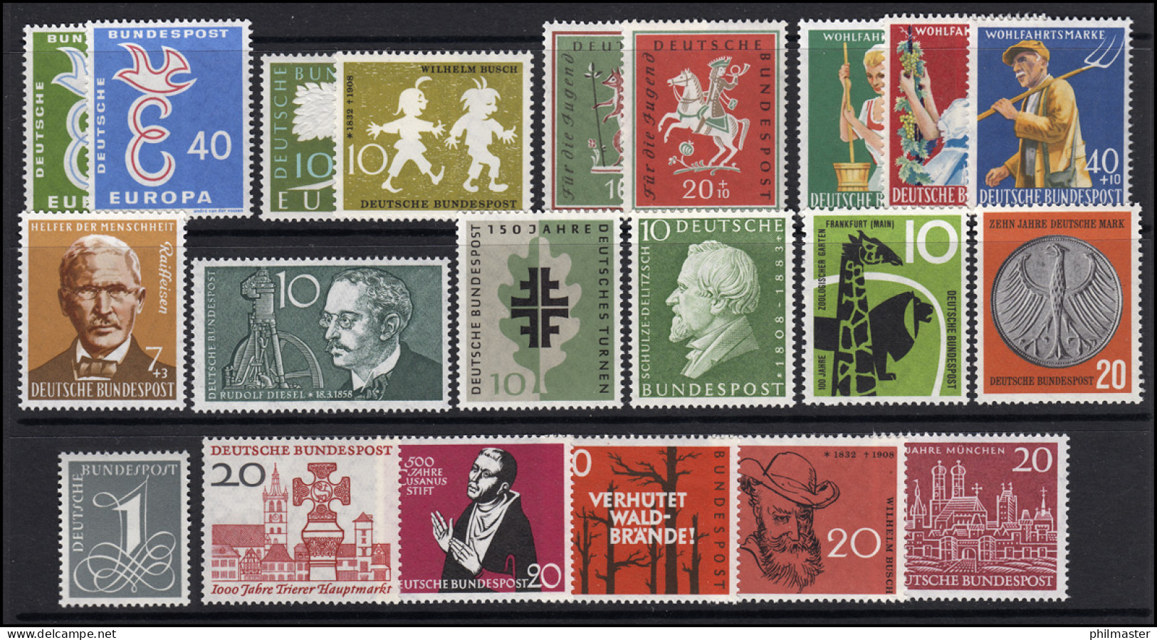 281-301 Bund-Jahrgang 1958 Komplett, Alle Einwandfrei Postfrisch ** - Colecciones Anuales