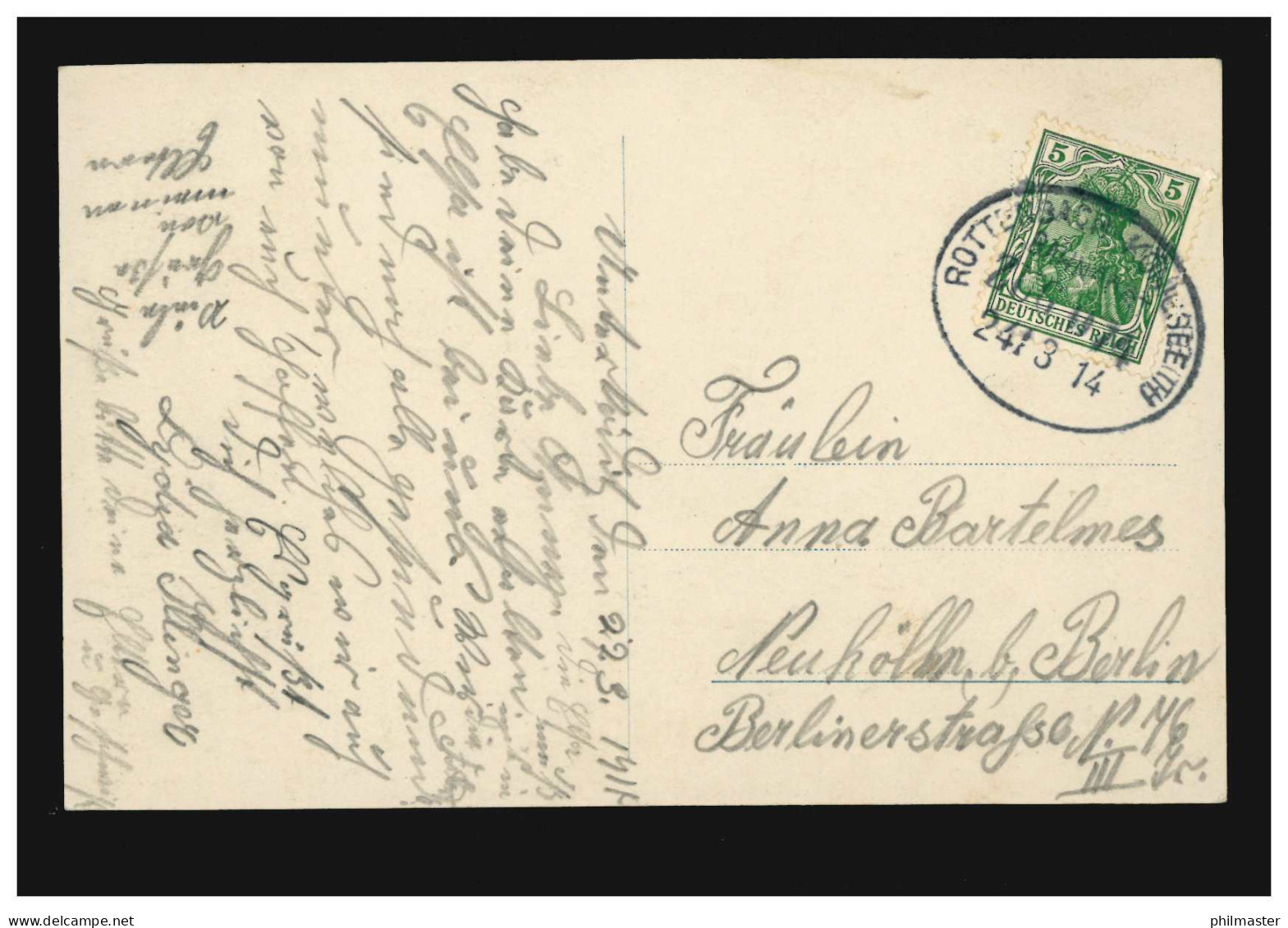 Bahnpost ROTTENBACH-KÖNIGSEE (TH.) 24.3.1914 Auf Mode-AK Frau Mit Blume - Altri & Non Classificati