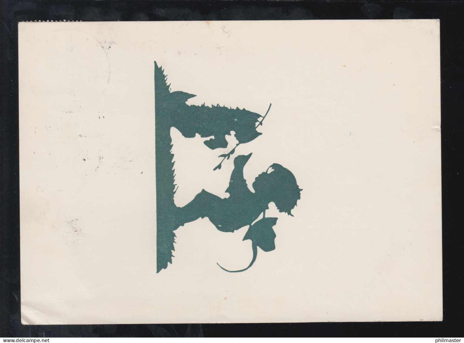 Scherenschnitt-AK Junge Mit Hund Beim Apportieren BAYERDRILLING RAIN (LECH) 1955 - Scherenschnitt - Silhouette