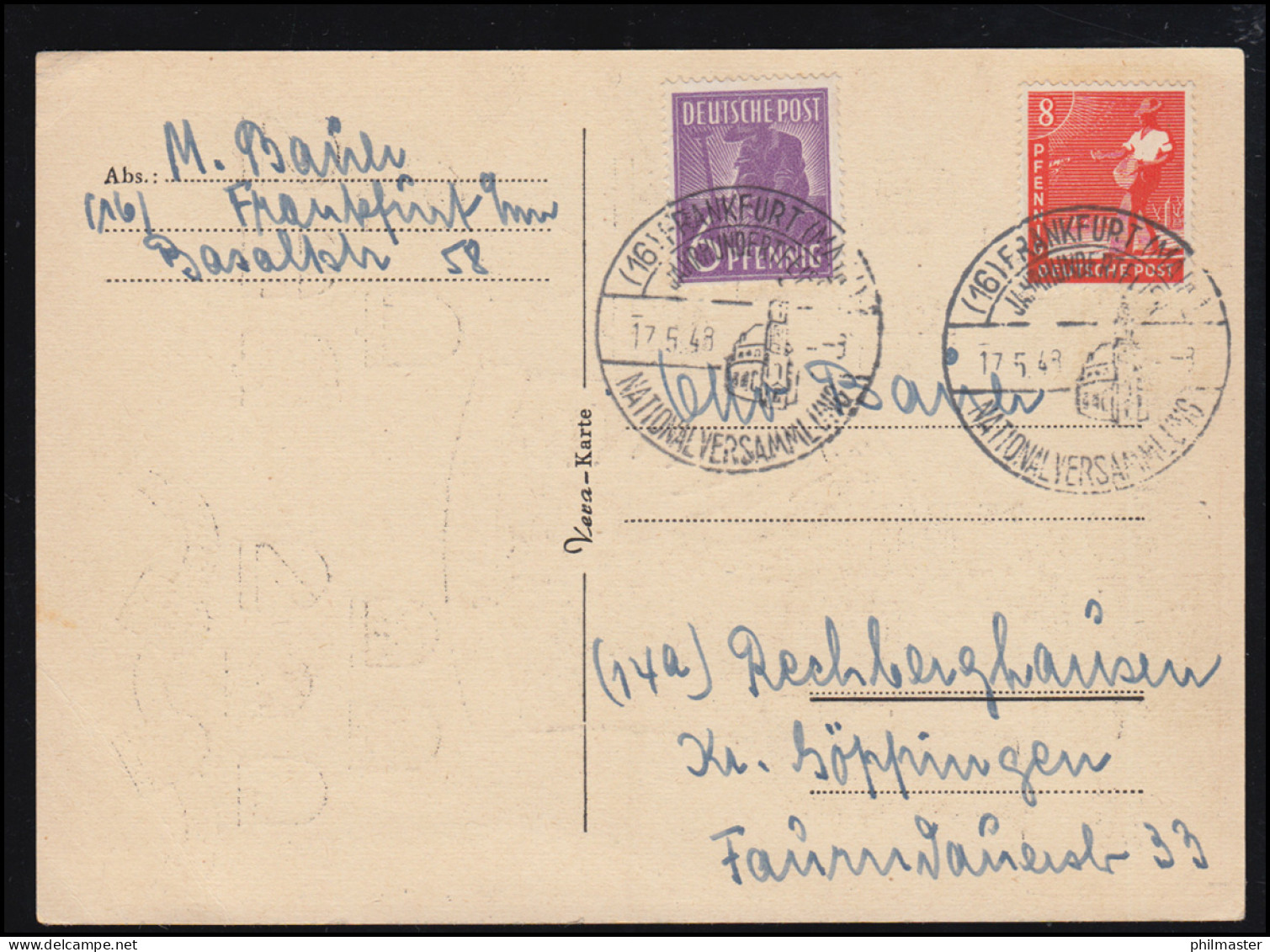 AK Jahrhundertfeier Frankfurt / Main 18.5.1948, SSt Nationaversammlung 17.5.48 - Sonstige & Ohne Zuordnung
