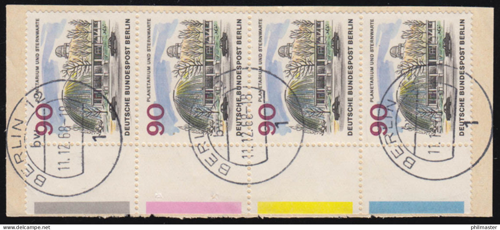 263 Das Neue Berlin Als Farbrand-Viererstreifen Auf Briefstück BERLIN 11.12.63 - Used Stamps