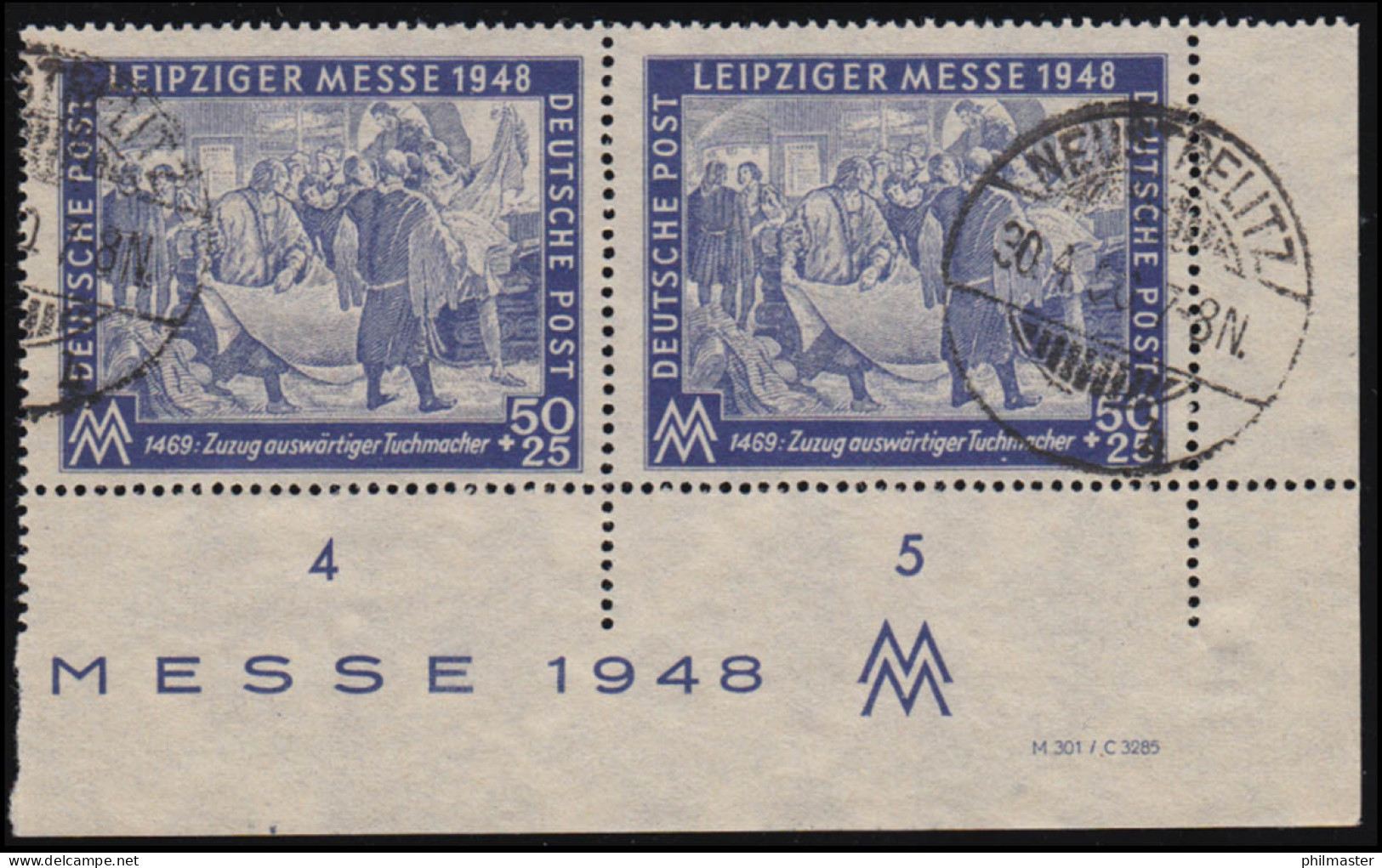 199 Leipziger Herbstmesse ER-Paar Mit PLF IV Und DV Unter Feld 25, Gestempelt - Oblitérés