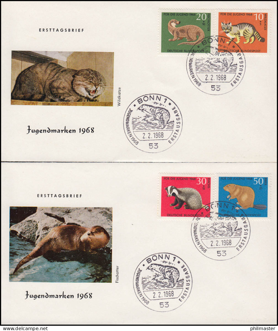 549-552 Jugend Vom Aussterben Bedrohte Tiere - Satz Auf 2 Schmuck-FDC ESSt BONN - Lettres & Documents