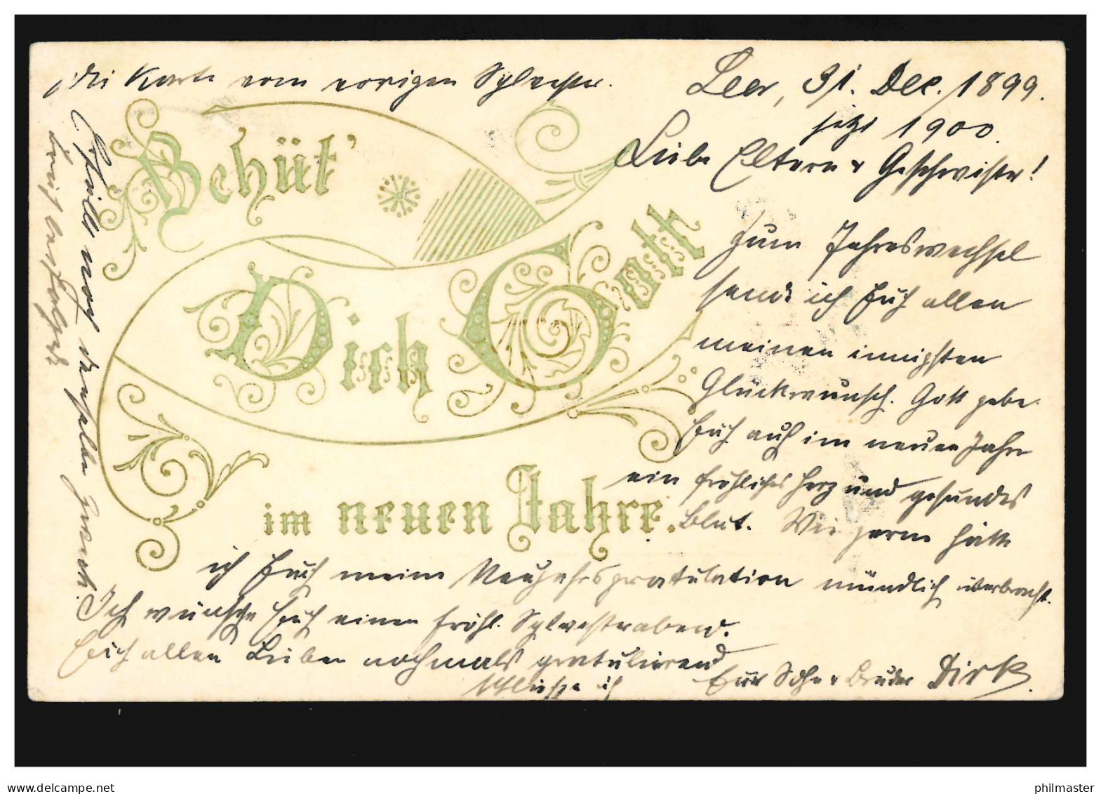 Prägekarte Behüt Dich Gott Im Neuen Jahre, LEER (OSTFRIESLAND) 31.12.1900 - Autres & Non Classés