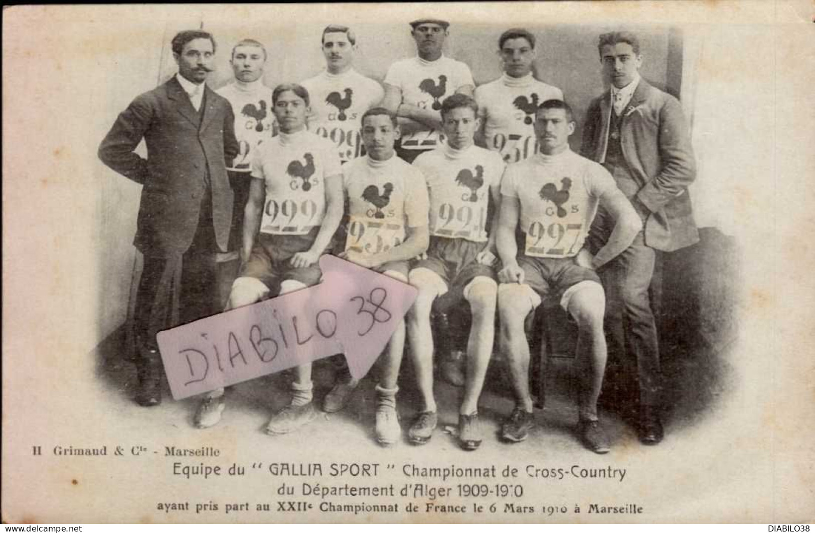 EQUIPE DU " GALLIA SPORT " CHAMPIONNAT DE CROSS-COUNTRY DU DEPARTEMENT D ' ALGER 1909 - 1910AYANT PRIS PART AU XXII - Leichtathletik