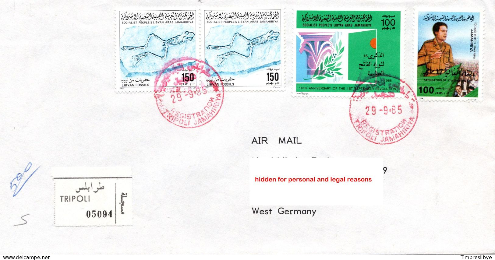 LIBYA 29.9.1985; Lettre Spécial Recommander Expres, Avec Epreuve Couleur ! Lot 60010 - Libye