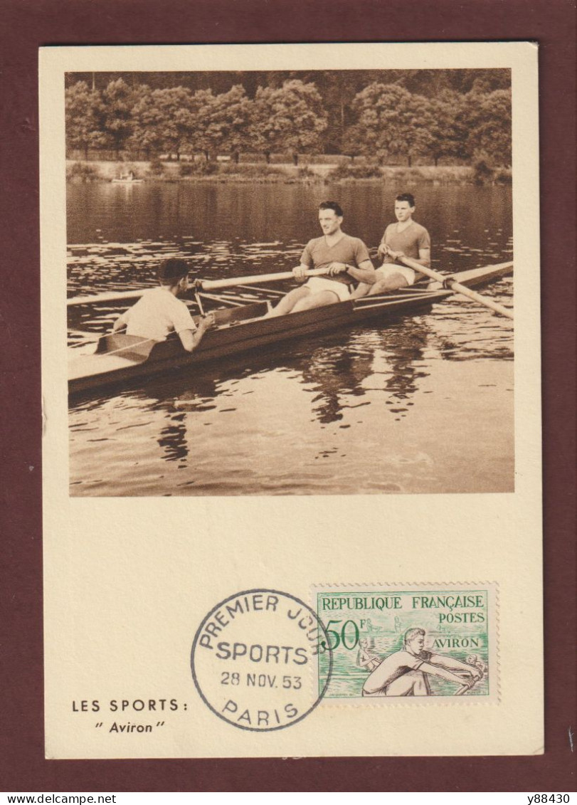 964 De 1953 - Carte 1er Jour à PARIS Le  28/11/1953 - SPORT - JEUX OLYMPIQUE D'HELSINKI - AVIRON - 2 Scan - 1950-1959