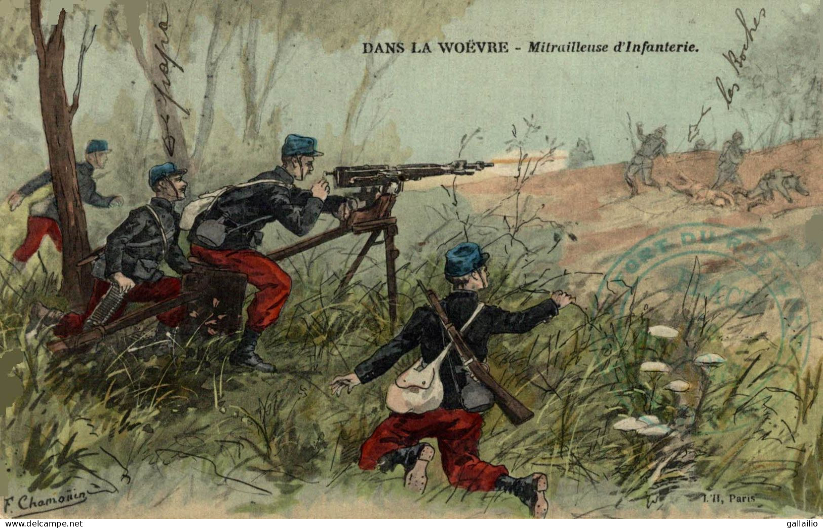 DANS LE WOEVRE MITRAILLEUSE D'INFANTERIE ILLUSTRATION CHAMOUIN - War 1914-18