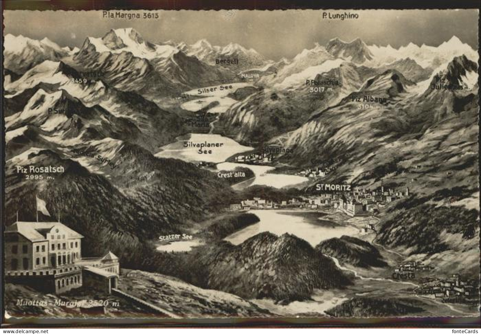 11309820 St Moritz GR Panoramakarte Graubuenden Engadin St. Moritz - Sonstige & Ohne Zuordnung