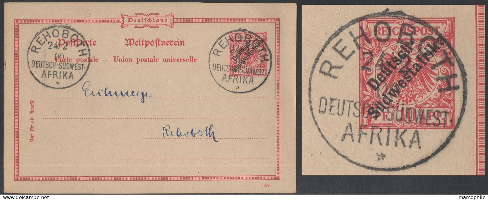 DSWA - DEUTSCH SÜDWEST AFRICA / 1900  REHOBOTH AUF P10  GSK - GANZSACHE - ENTIER POSTAL  (ref 7839) - Africa Tedesca Del Sud-Ovest