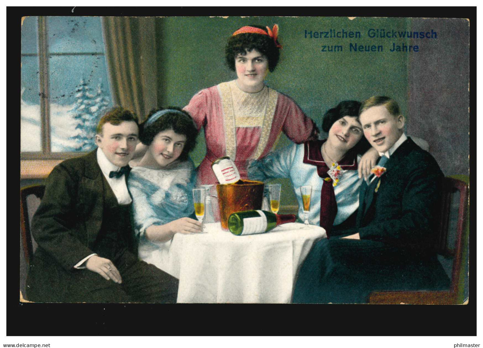 Ansichtskarte Neujahr Gemütliche Tischrunde Um Mitternacht, RÖTHA 31.12.1914 - Nouvel An