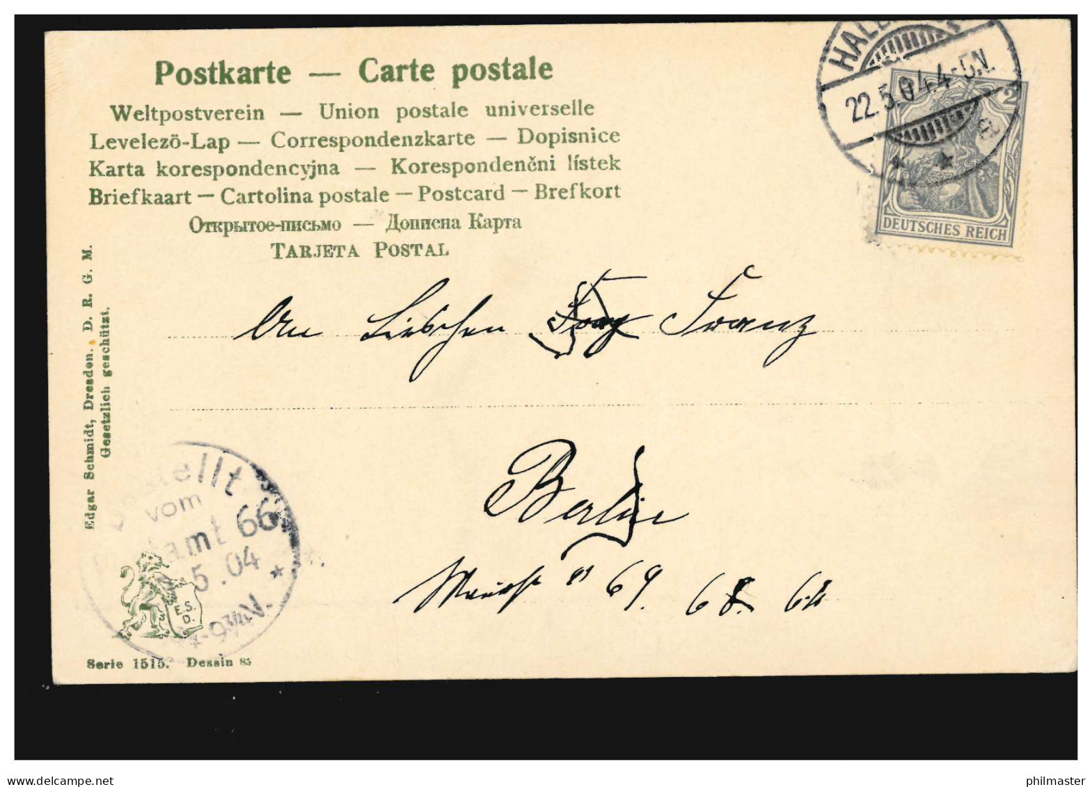 Ansichtskarte Vornamen: Elise, Landschaft Mit Fluss, 22.5.1904 Nach BERLIN 23.5. - Vornamen